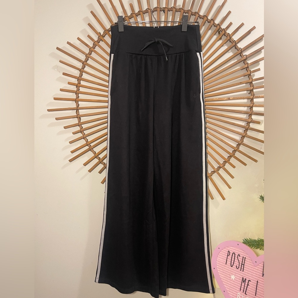 HALARA Black Ribbed Fabric High Waist Knit Track Pantts Sz M Sporty Athleisure - Picture 3 of 16